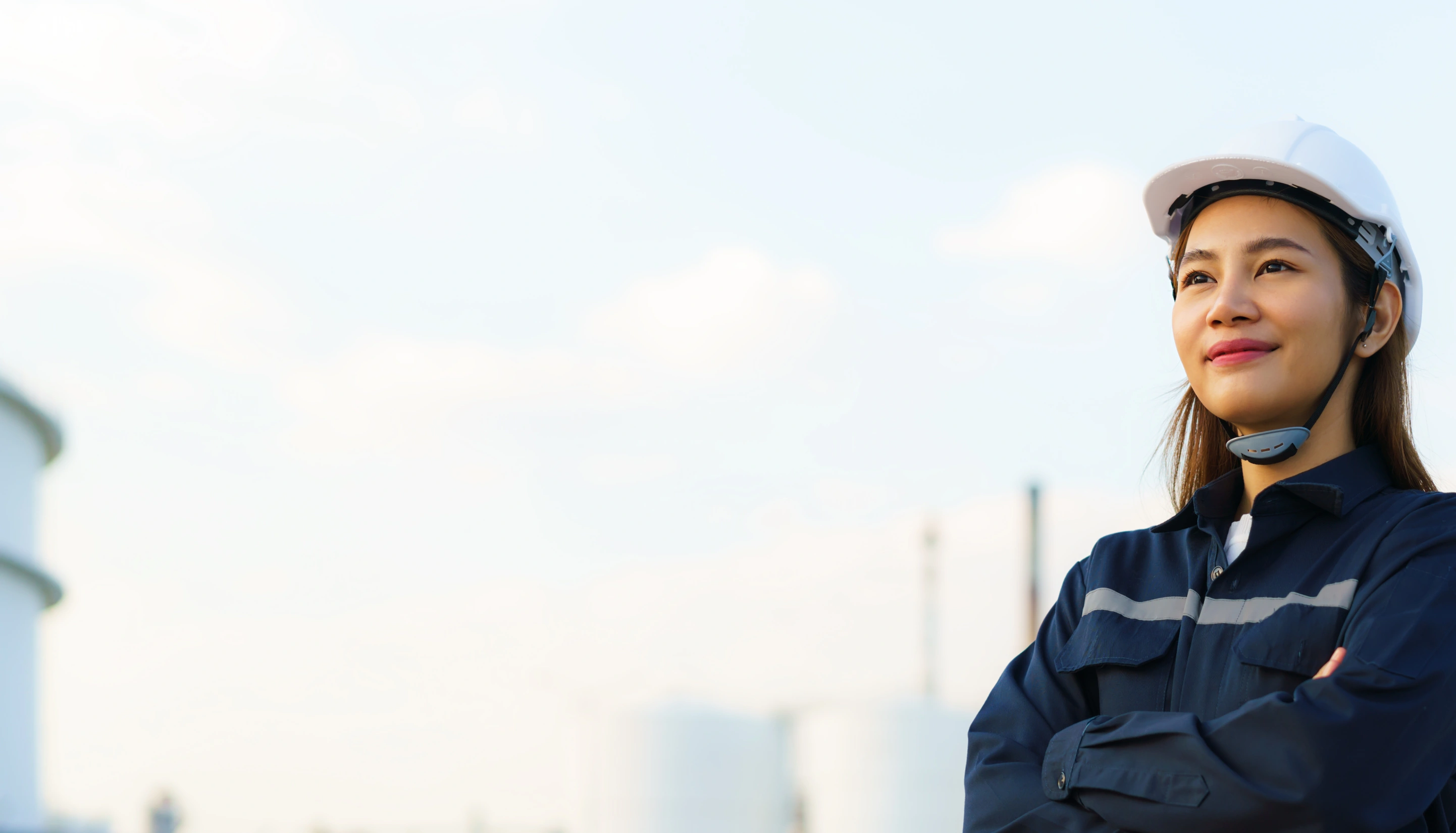 Woman engineer at an energy facility