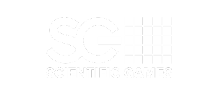 Scientific Games logo with stylized initials 'SG' and a grid of squares on a black background.