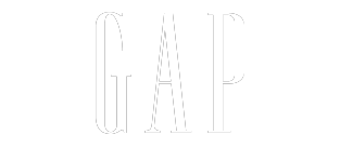 GAP brand logo with white letters on a black background.