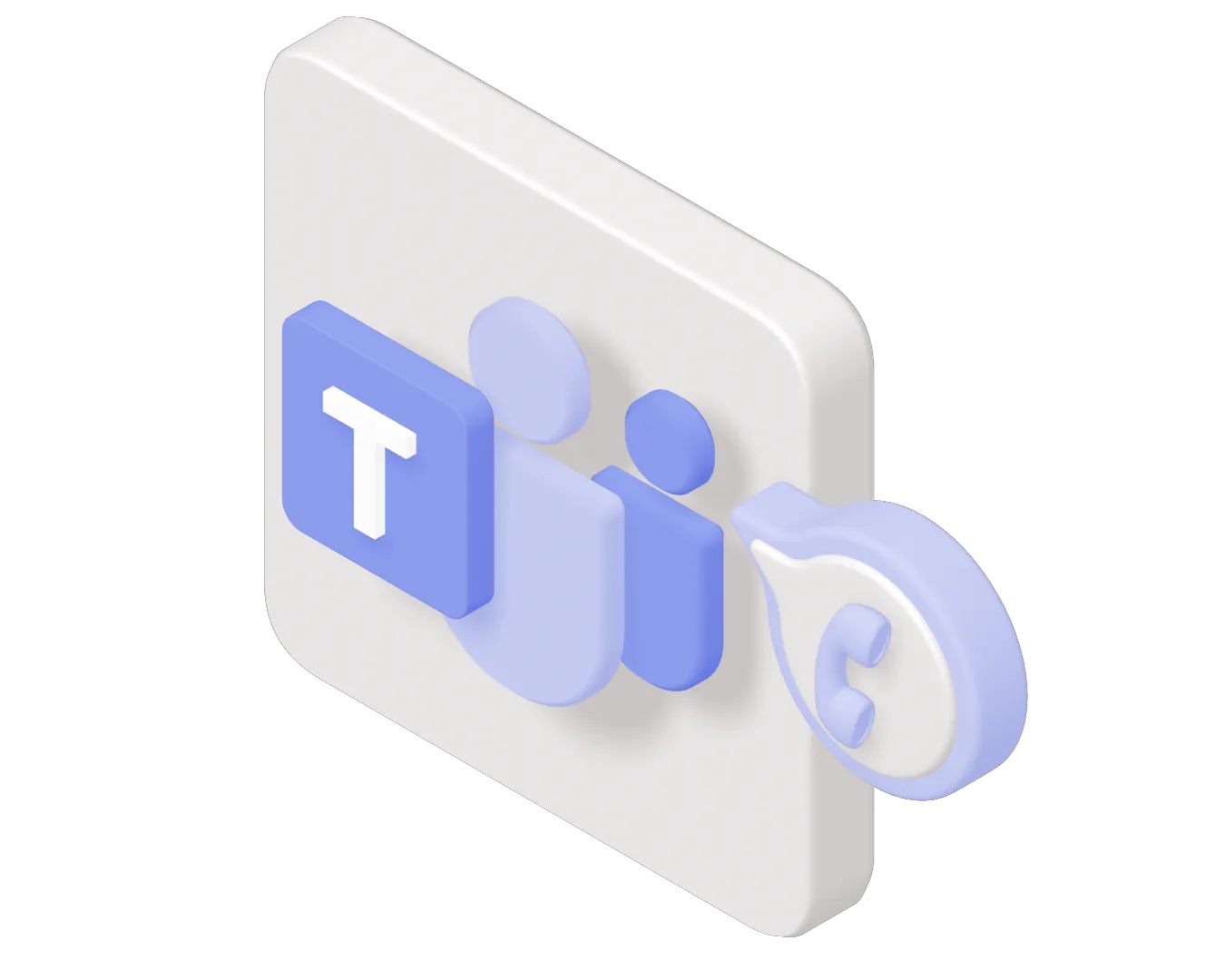 Icône 3D de Microsoft Teams avec un symbole de téléphone.