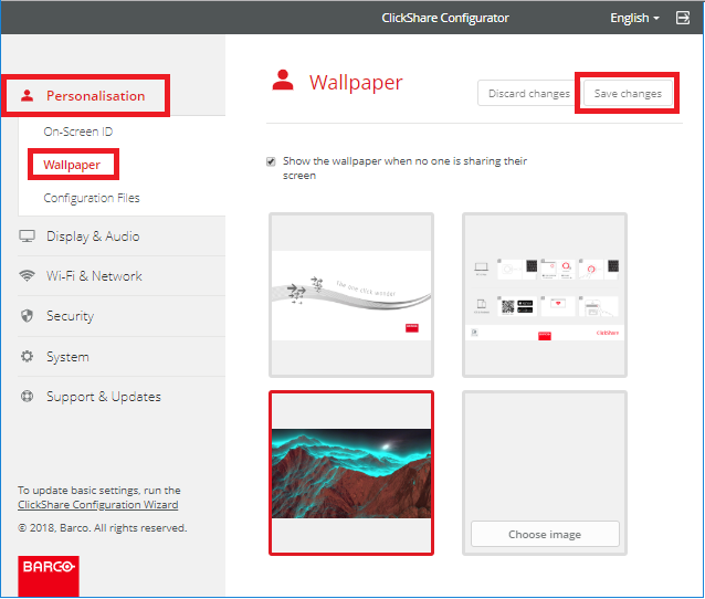 clickshare changer fond ecran