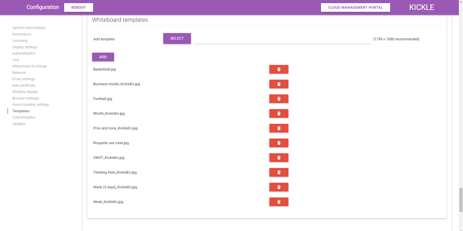 Ajouter un fichier à la liste de templates sur Kickle