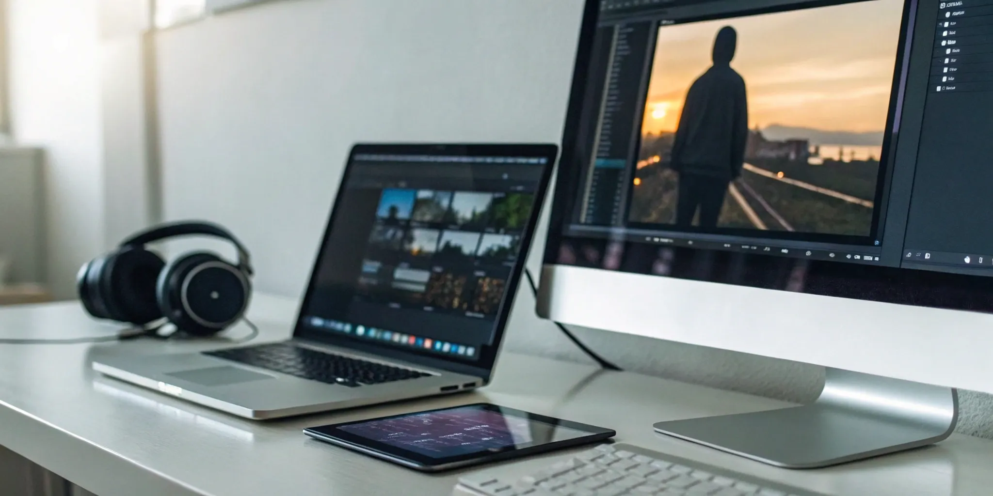 A professional computer setup used to outsource YouTube video editing.
