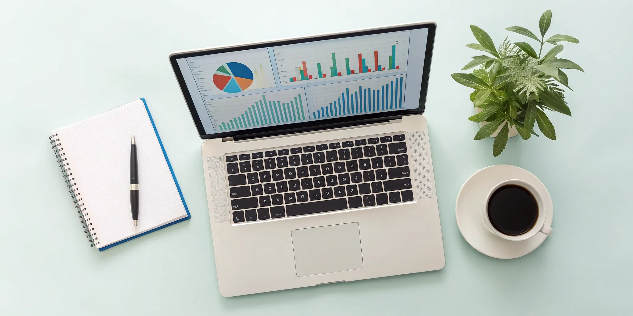 Charts on a laptop screen breaking down audience segmentation data.