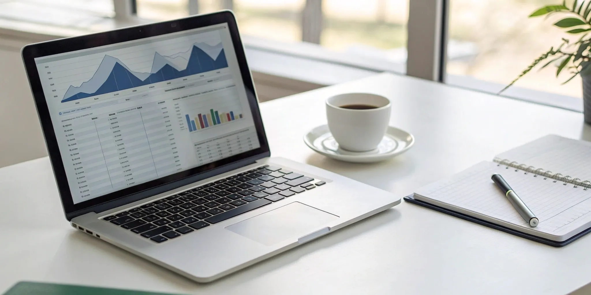 Laptop displaying an analytics dashboard for Shopify store management.