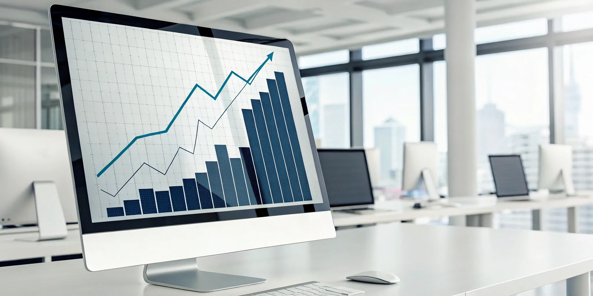A computer screen showing a graph with a rising conversion rate after optimization.