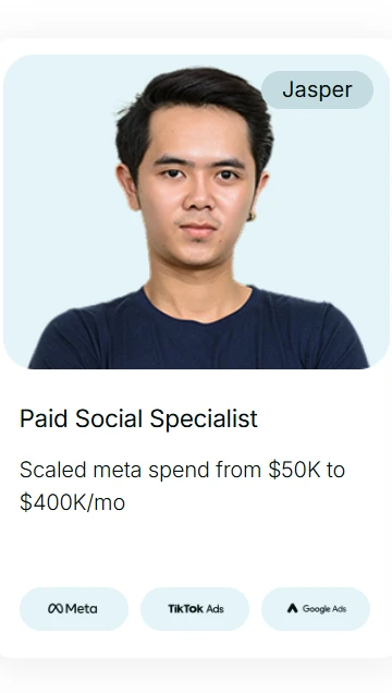 Jasper, a GrowthAssistant Paid Social Specialist, who scaled Meta ad spend from $50K to $400K per month.