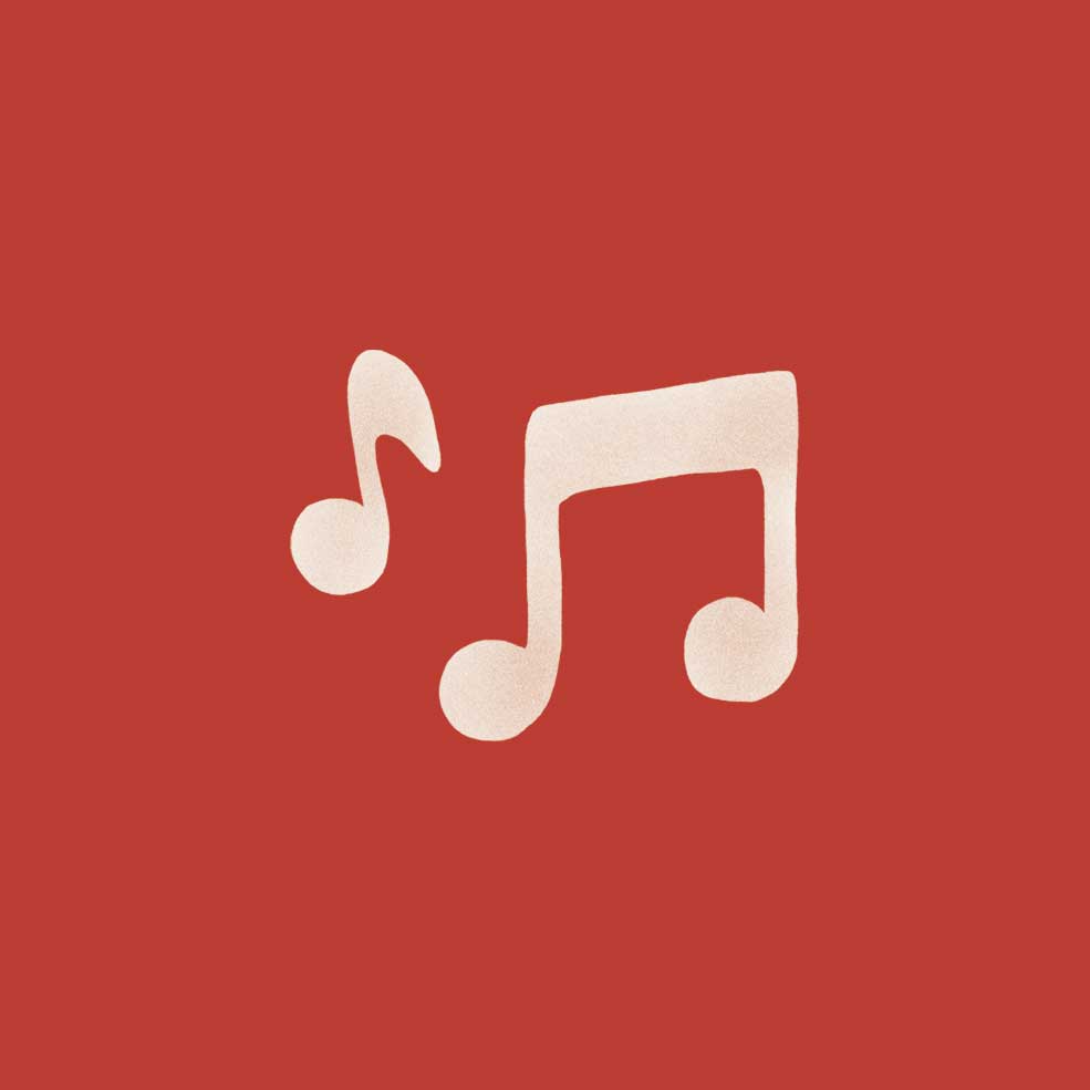 Image avec des notes de musique pour représenter le spectacle tout public « Contes et récits del camino rojo » de Sophie Chenko, artiste conteuse