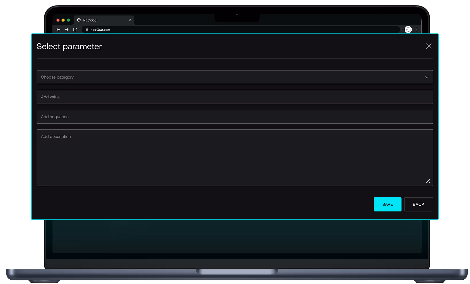 Parameter management interface enabling full platform customization and configuration flexibility.