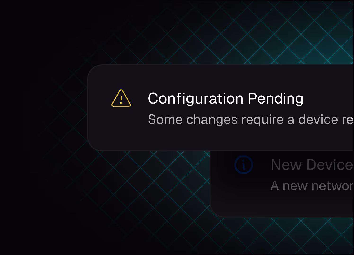 Configuration alert in NDC360 showing pending network device changes