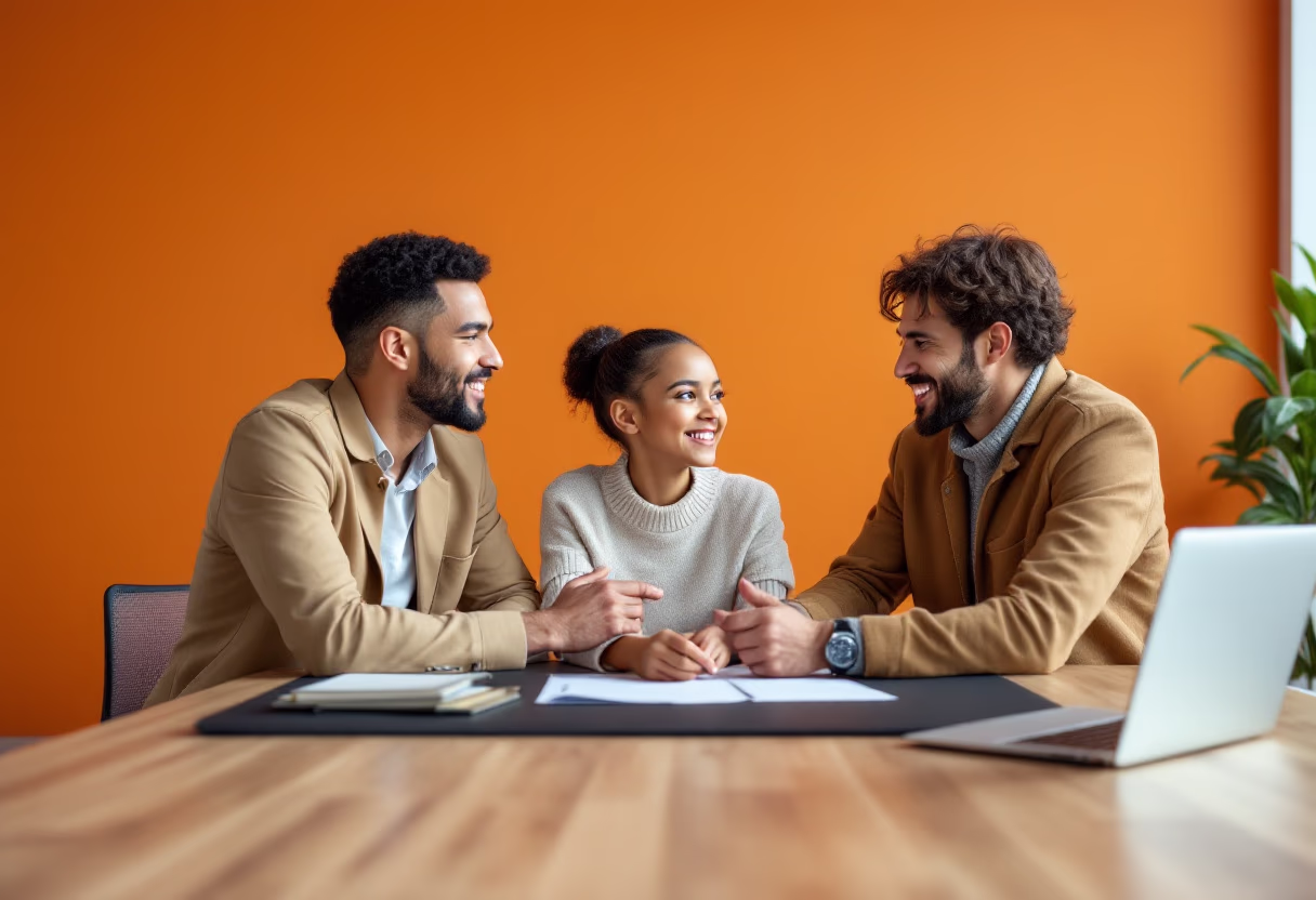 family and insurance consultant in discussion