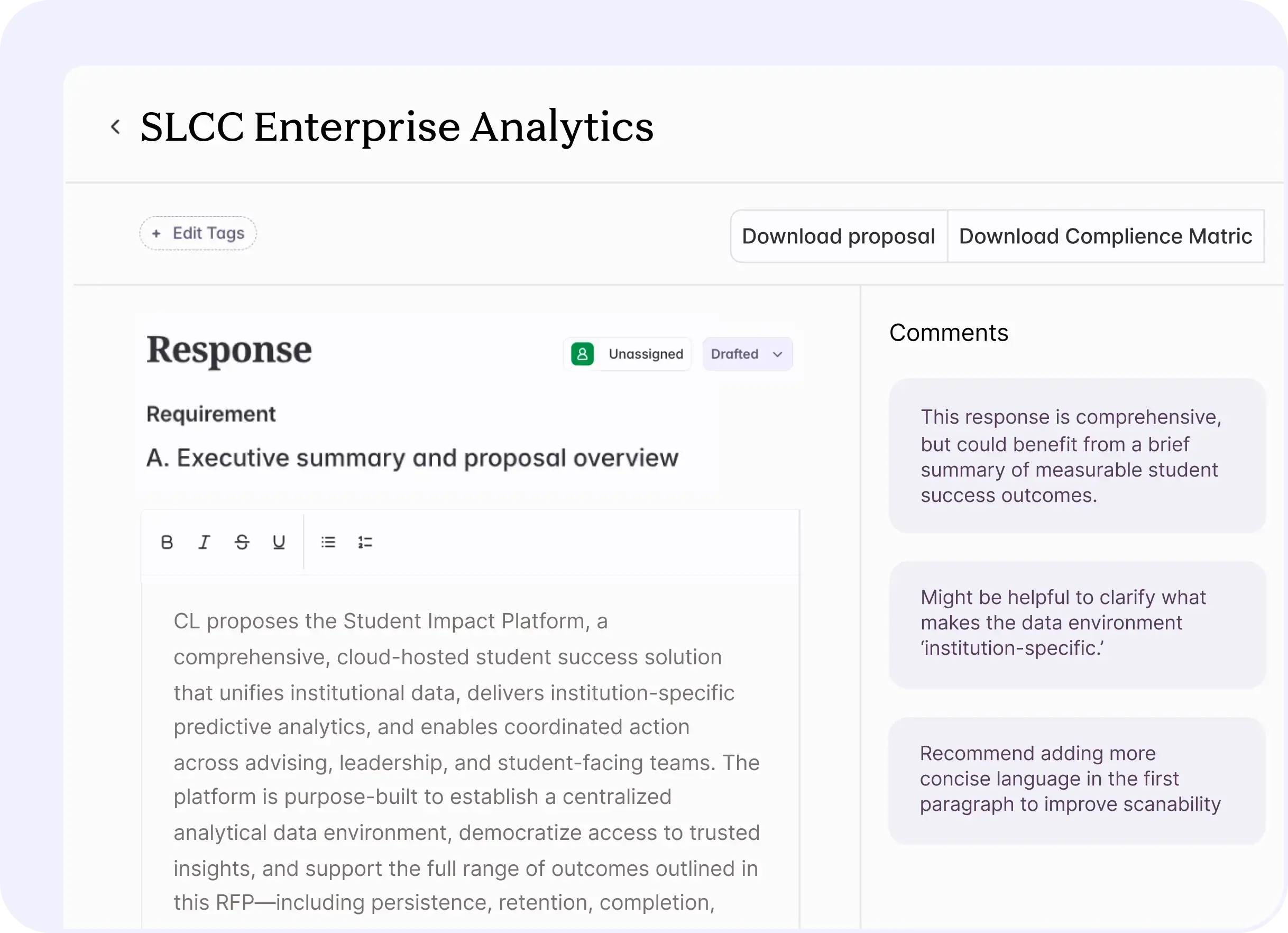 Collect competitor contract details and proposals