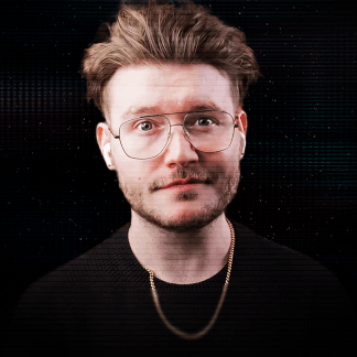 Smiling young woman with long light brown hair against a dark background.