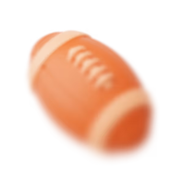 A close up of a football on a black background.
