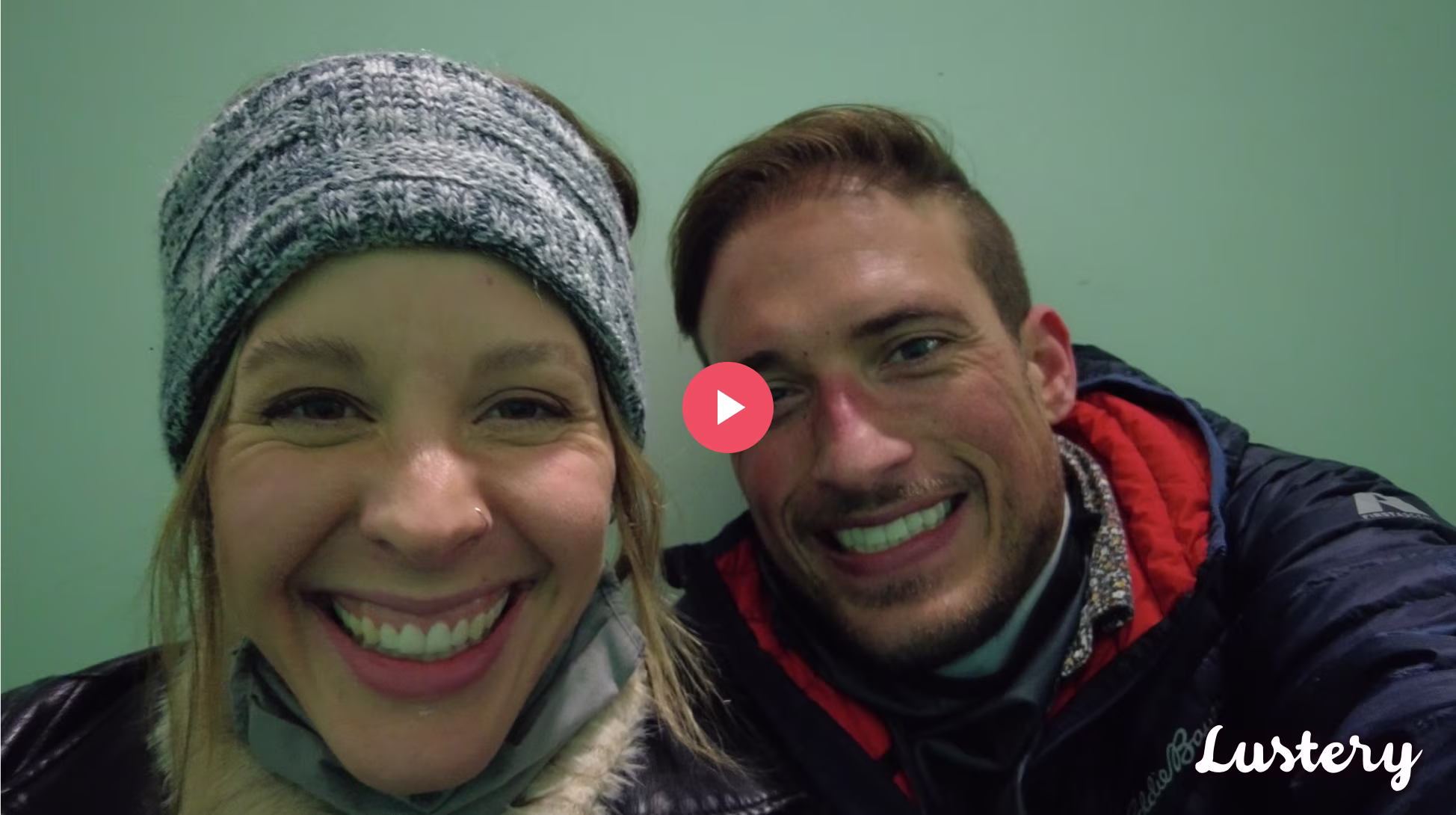 Kate Marley wears a gray headband and nose ring and smiles in a selfie with her husband Chris Marley