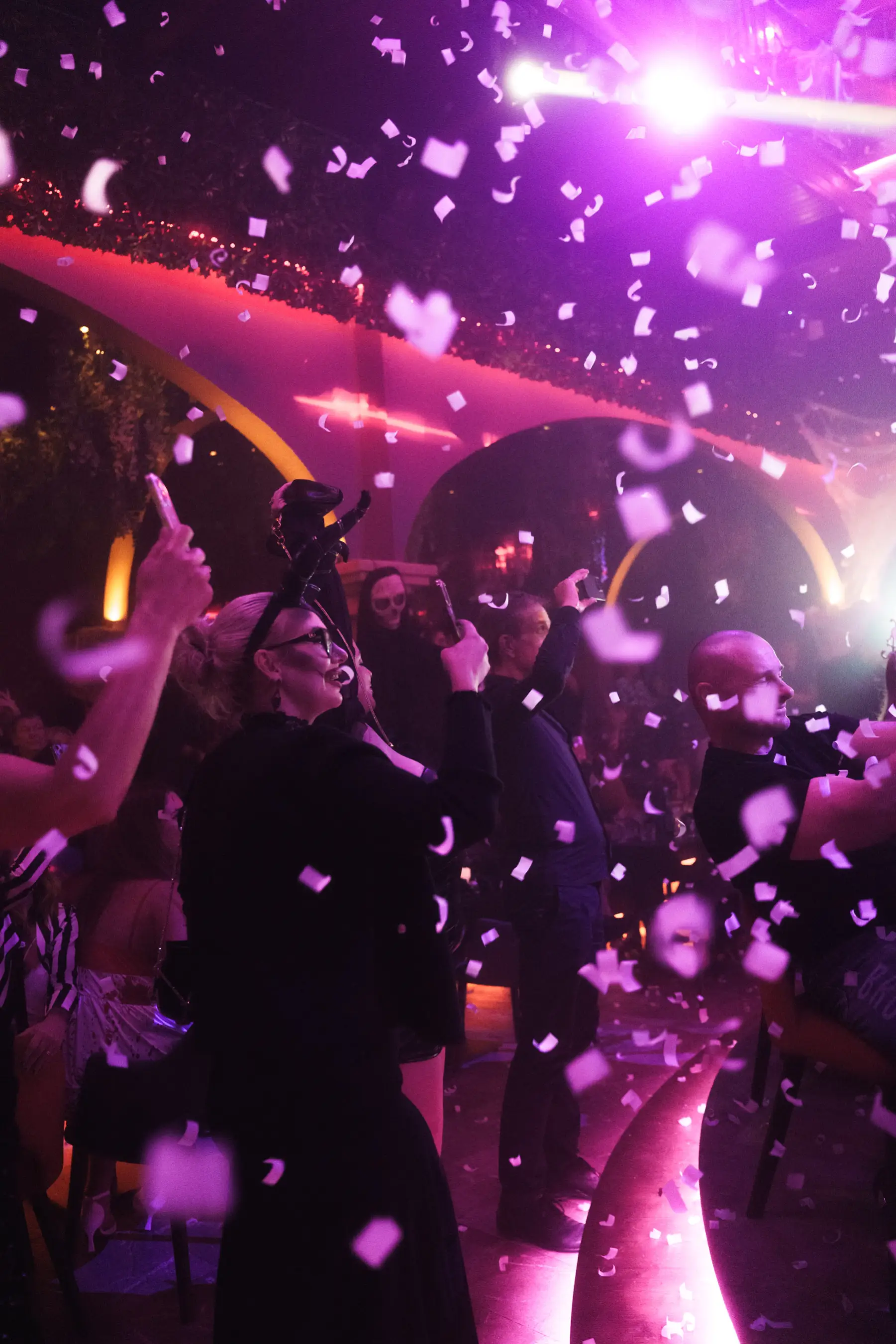 Tabana neon sign decorated with cobwebs for the Halloween party.