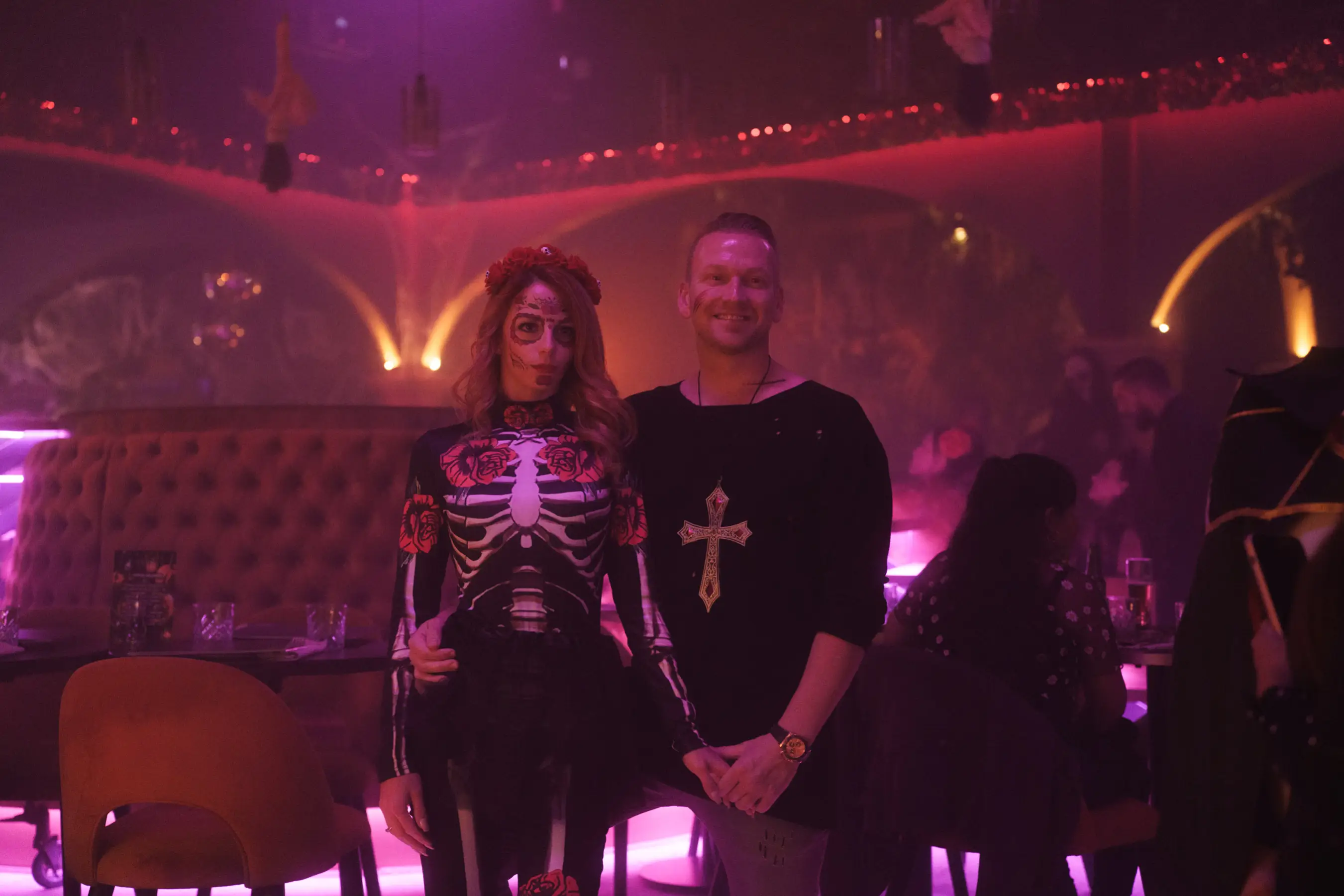 Guests wearing costumes during Tabana’s Halloween