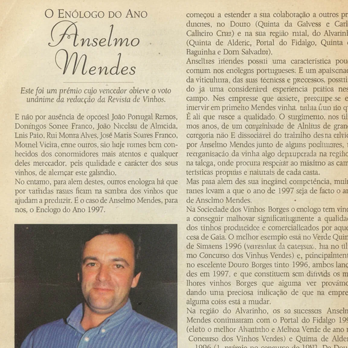 Anselmo Mendes recebe prémio “Enólogo do Ano”