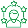 Outline of a person surrounded by five stars, symbolizing multi-platform expertise or high skill.