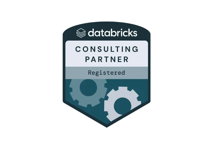 Databricks Consulting Partner Registered badge with two gear icons.