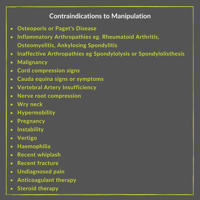 spinal adjustment contraindications