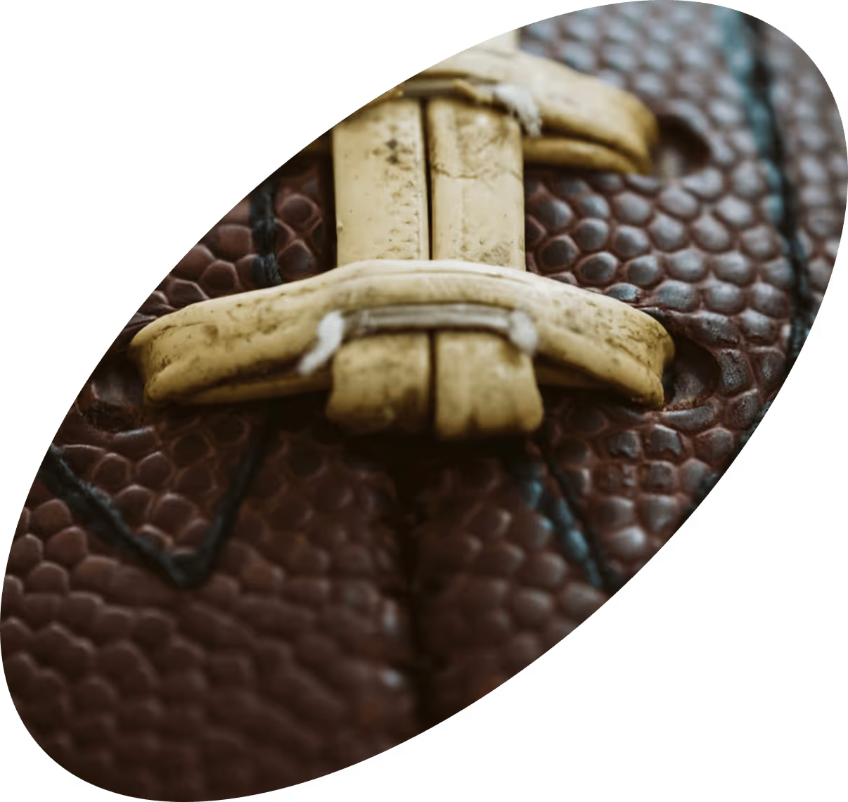 American football laces close-up