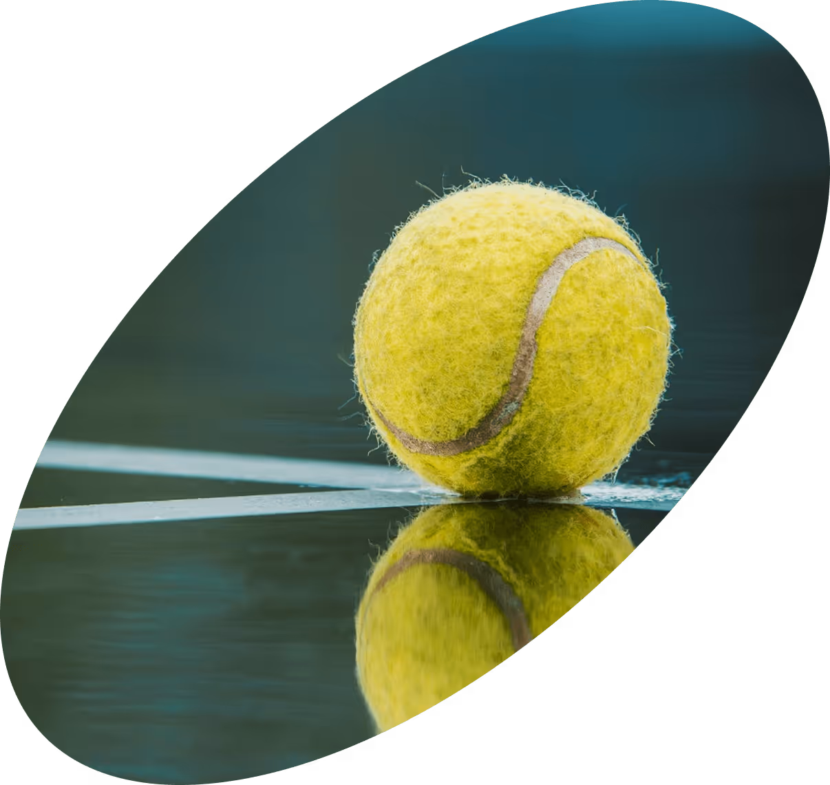 Tennis ball on court line