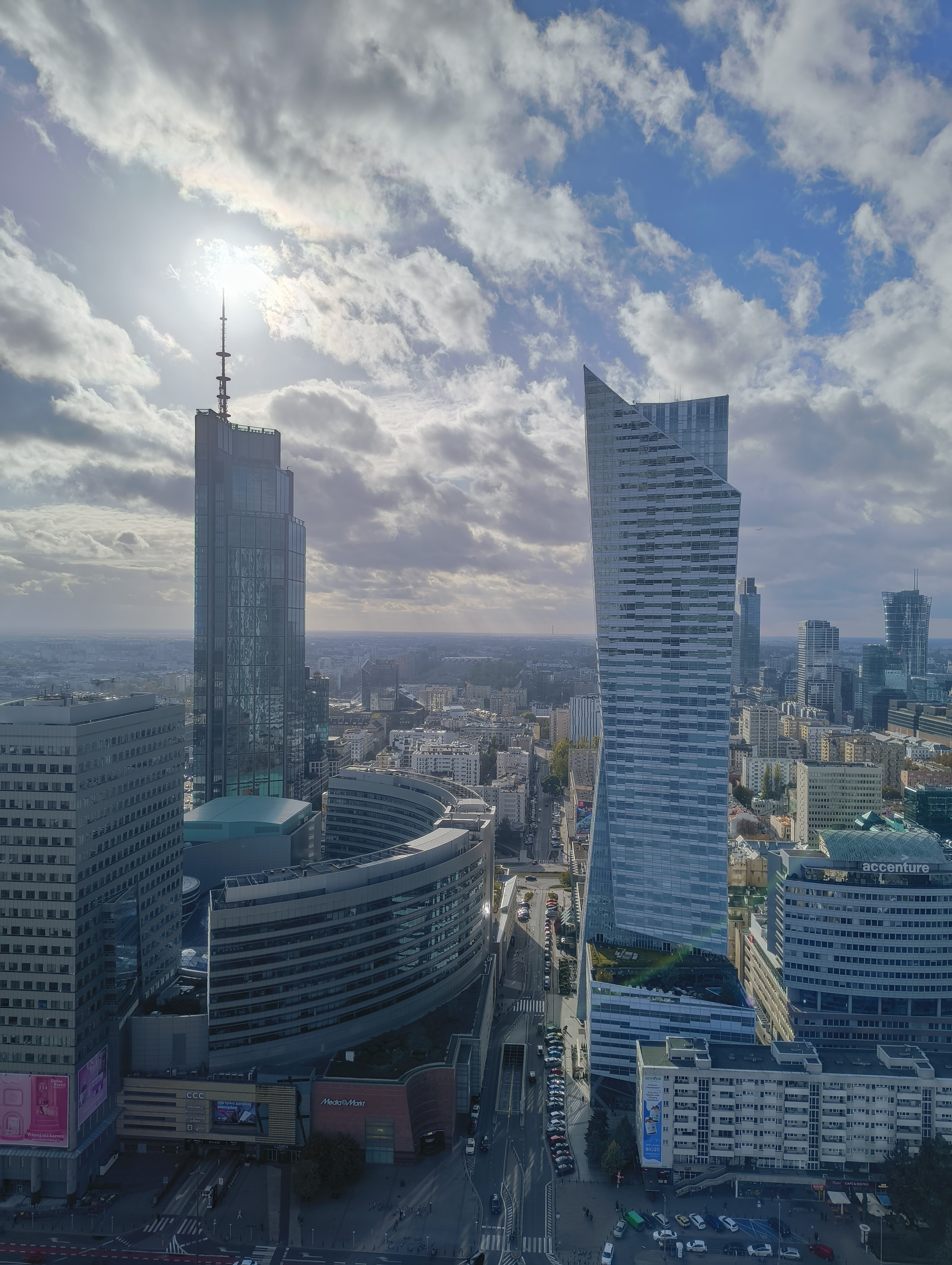 Widok ze szczytu Pałacu Kultury i Nauki