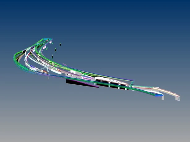 3D framing model translating AECOM design intent into fabrication-ready panelized cold formed steel system at Logan Terminal D Boston
