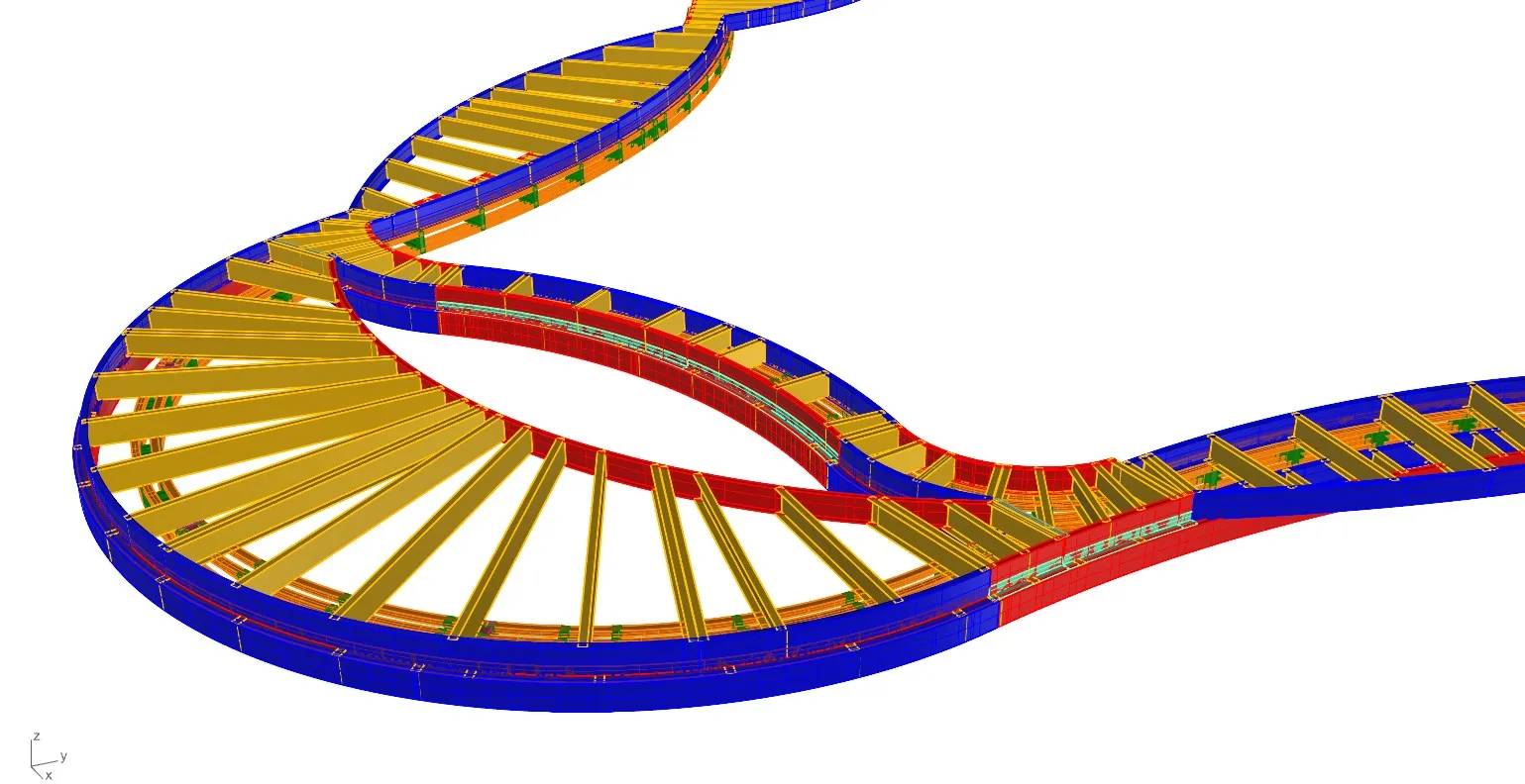 3D model of fully panelized cold formed steel framing system for Redford Library freeform soffit design