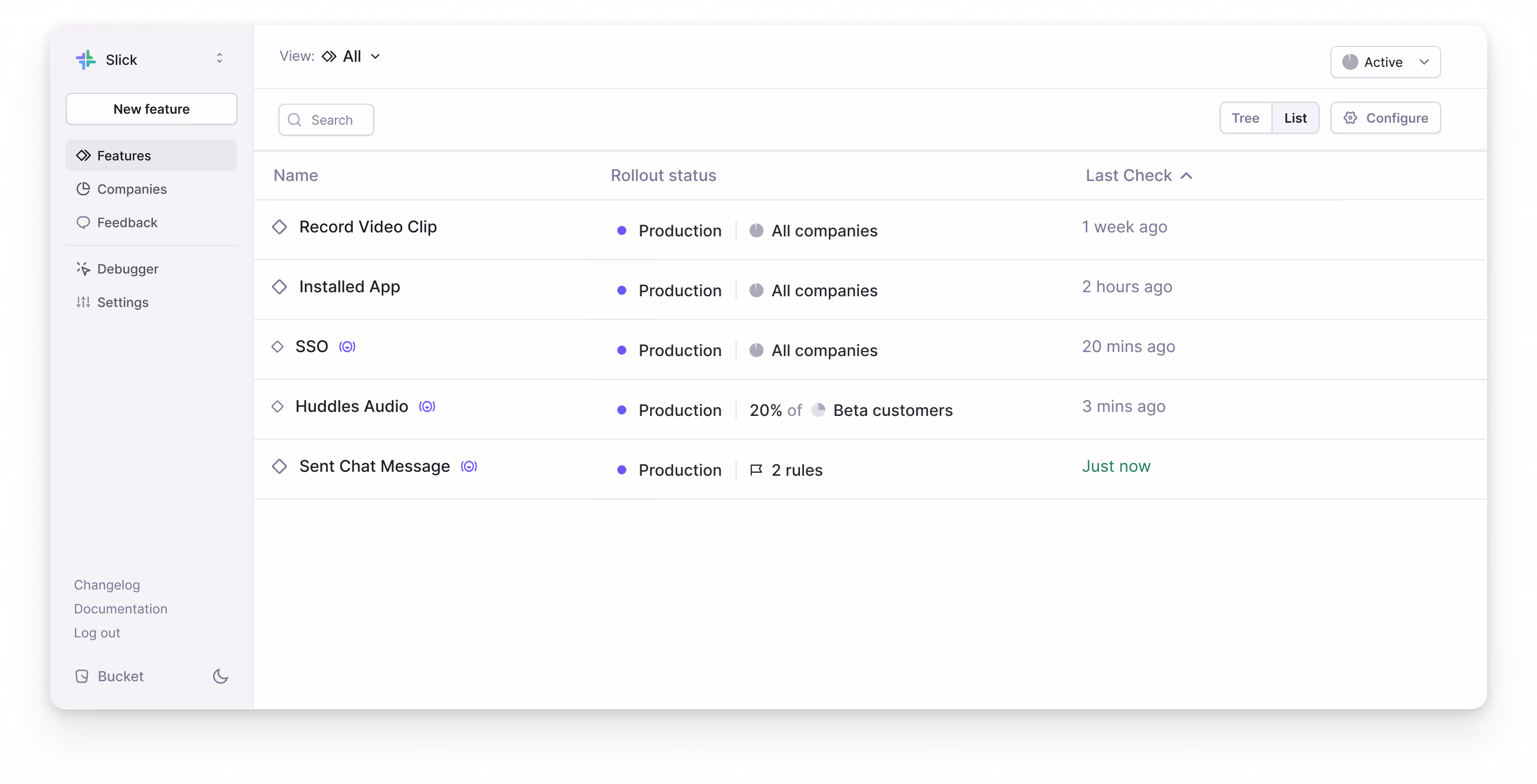 Last Check column in the Bucket feature tab