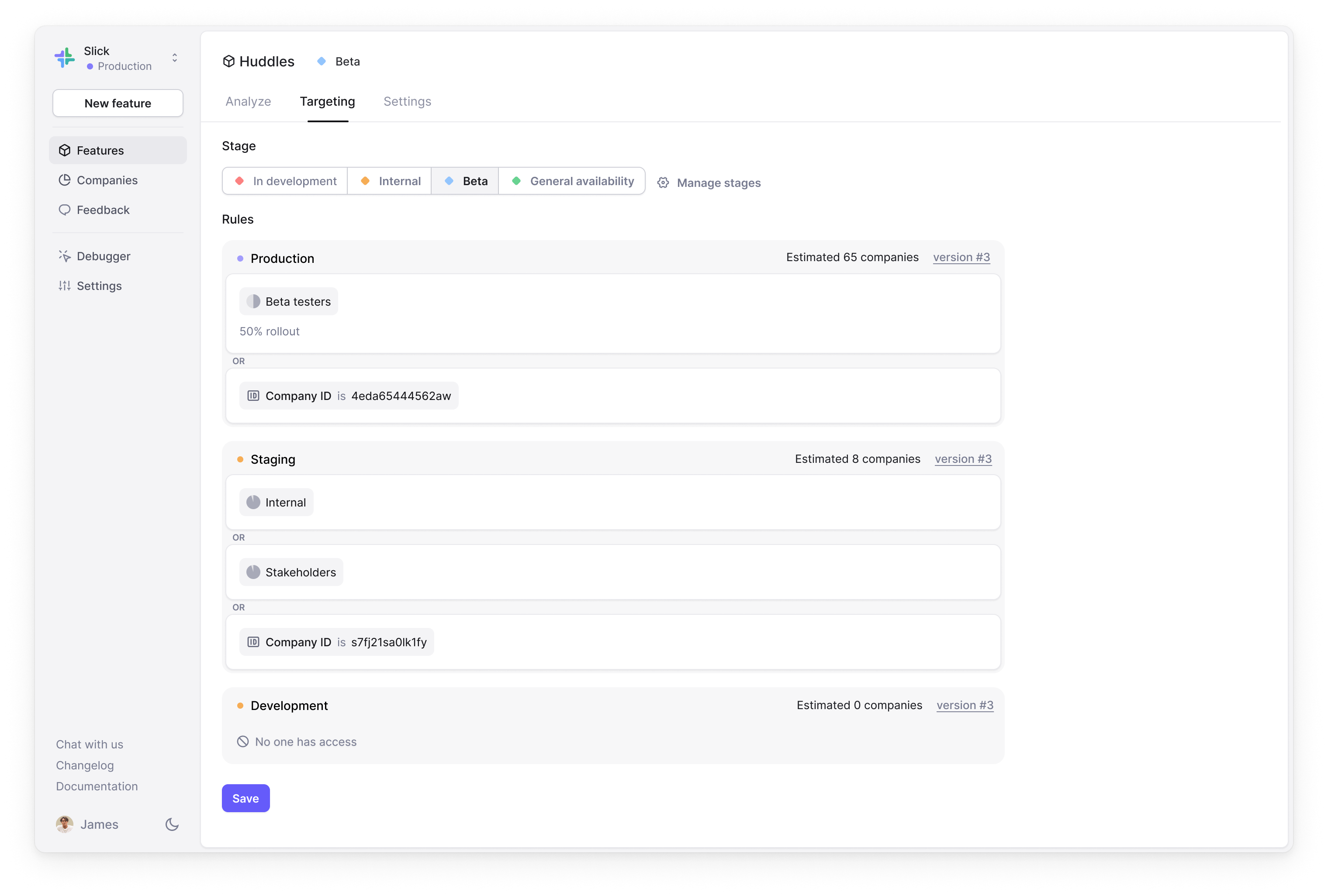 Native company targeting rules
