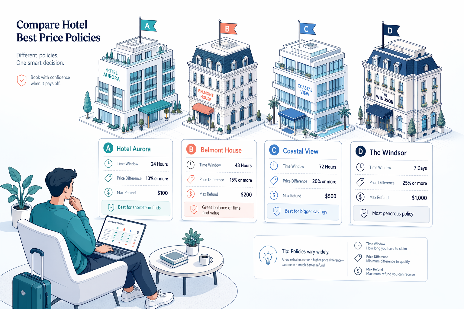 Hotel price drop illustration