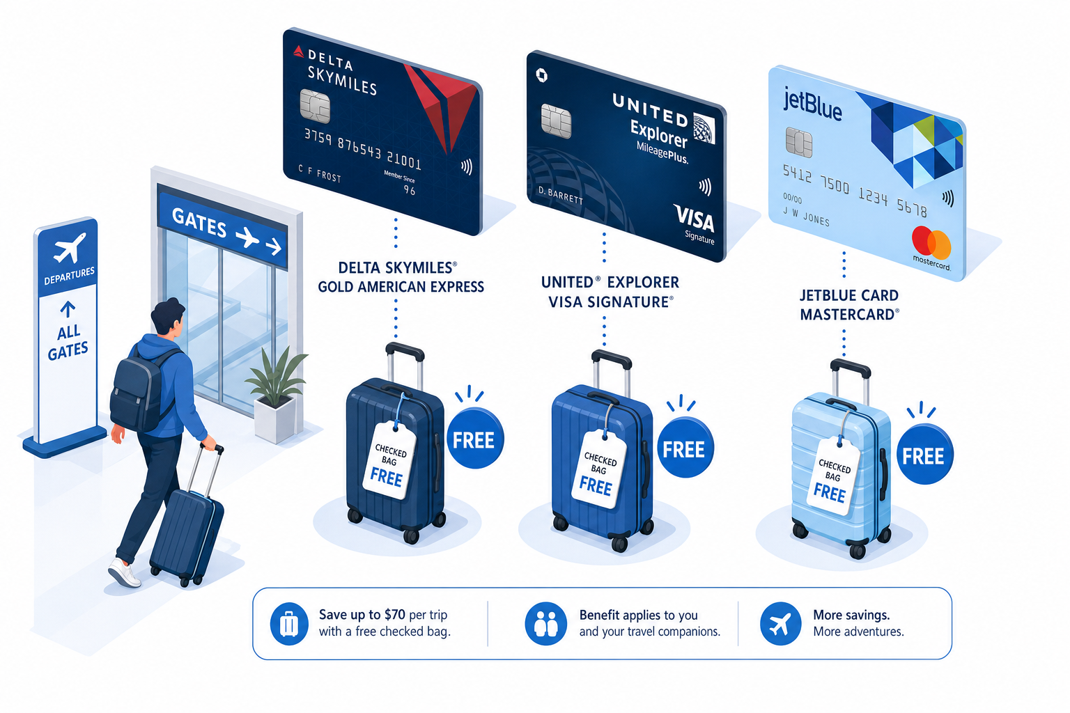 Credit cards for free checked bags comparison
