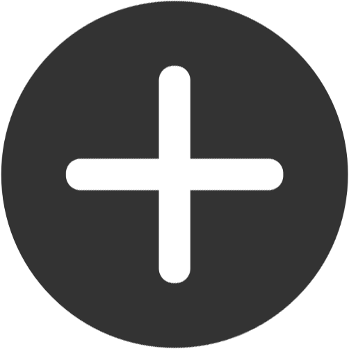 White plus sign inside a dark circular button.