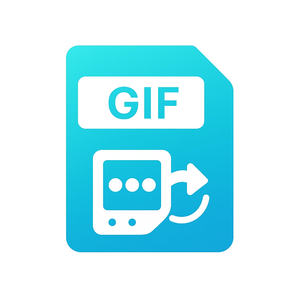 Blue file icon with the text GIF and a looping arrow symbol indicating animated GIF format.