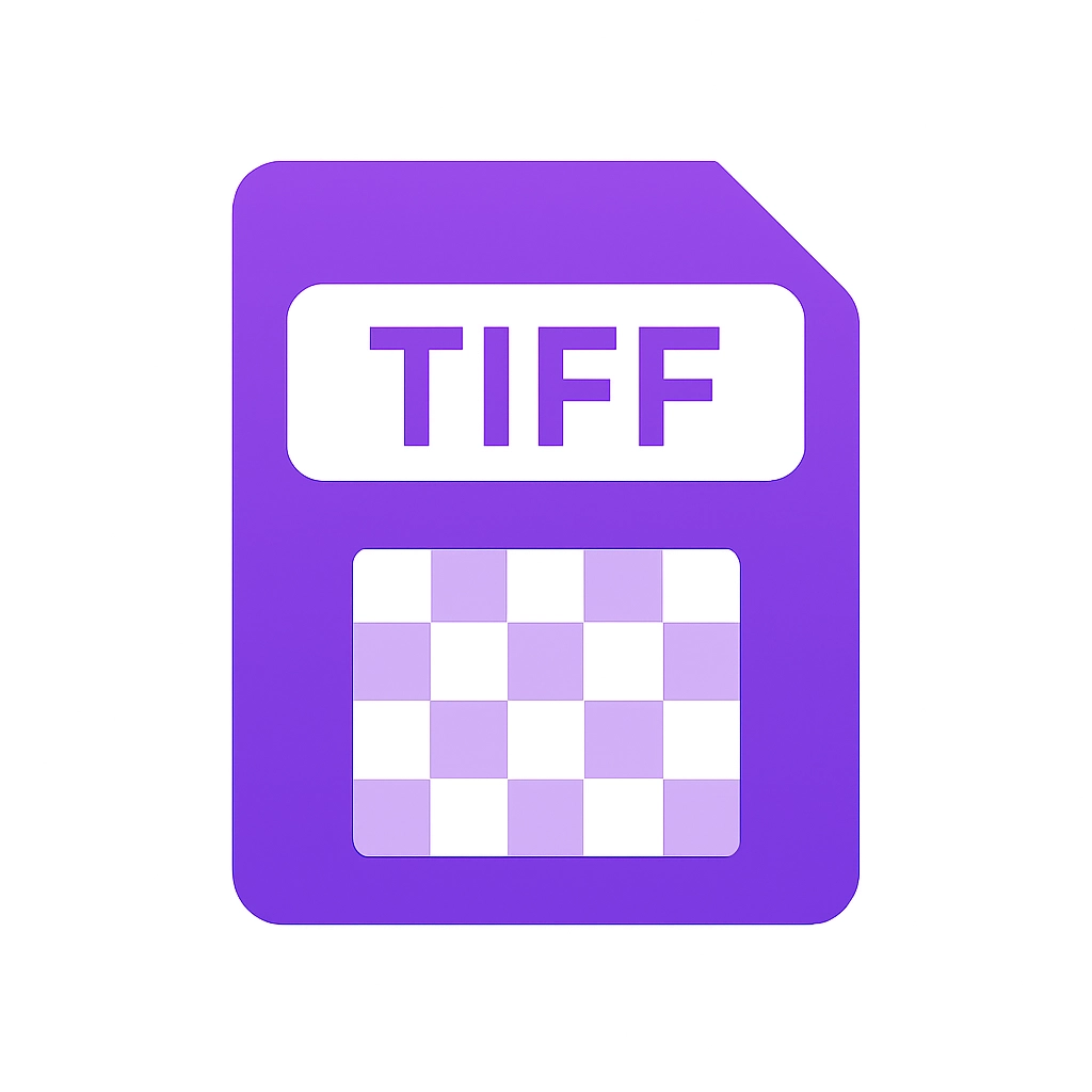 Purple icon representing a TIFF file format with a checkerboard pattern.