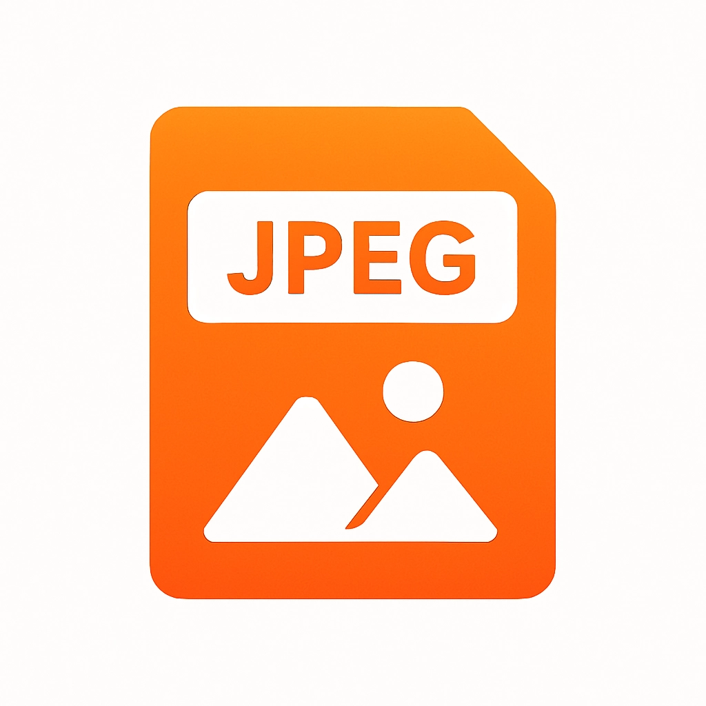 Orange file icon with JPEG text above a simplified image of mountains and sun.