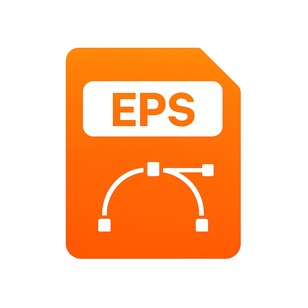 Orange EPS file icon with vector graphic editing handles symbol.