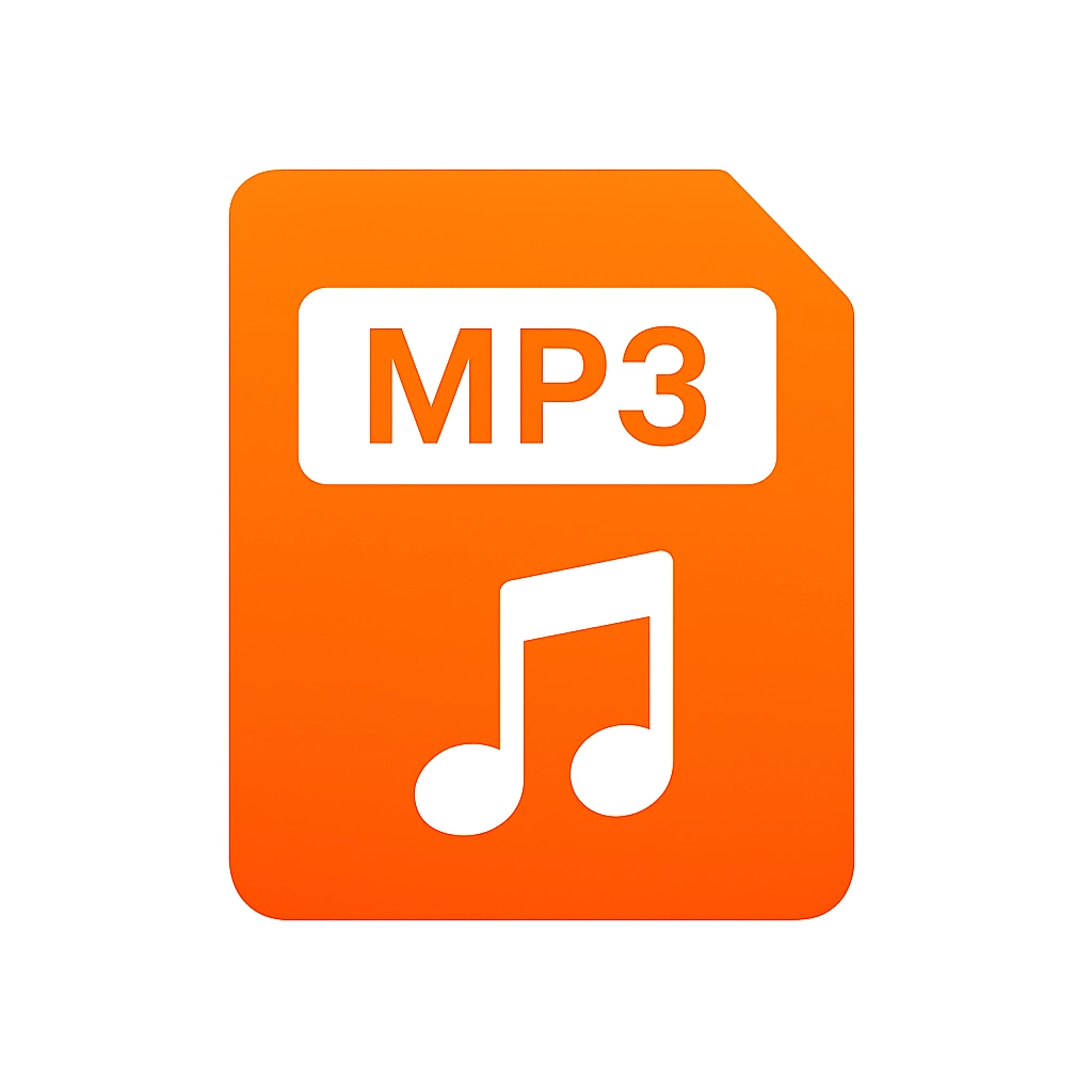 Orange file icon with MP3 label and a white musical note.