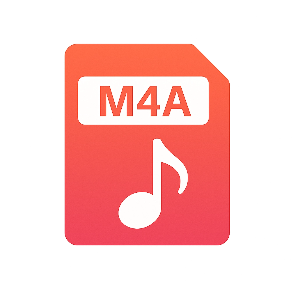 Icon of a red-orange music file labeled M4A with a musical note symbol.