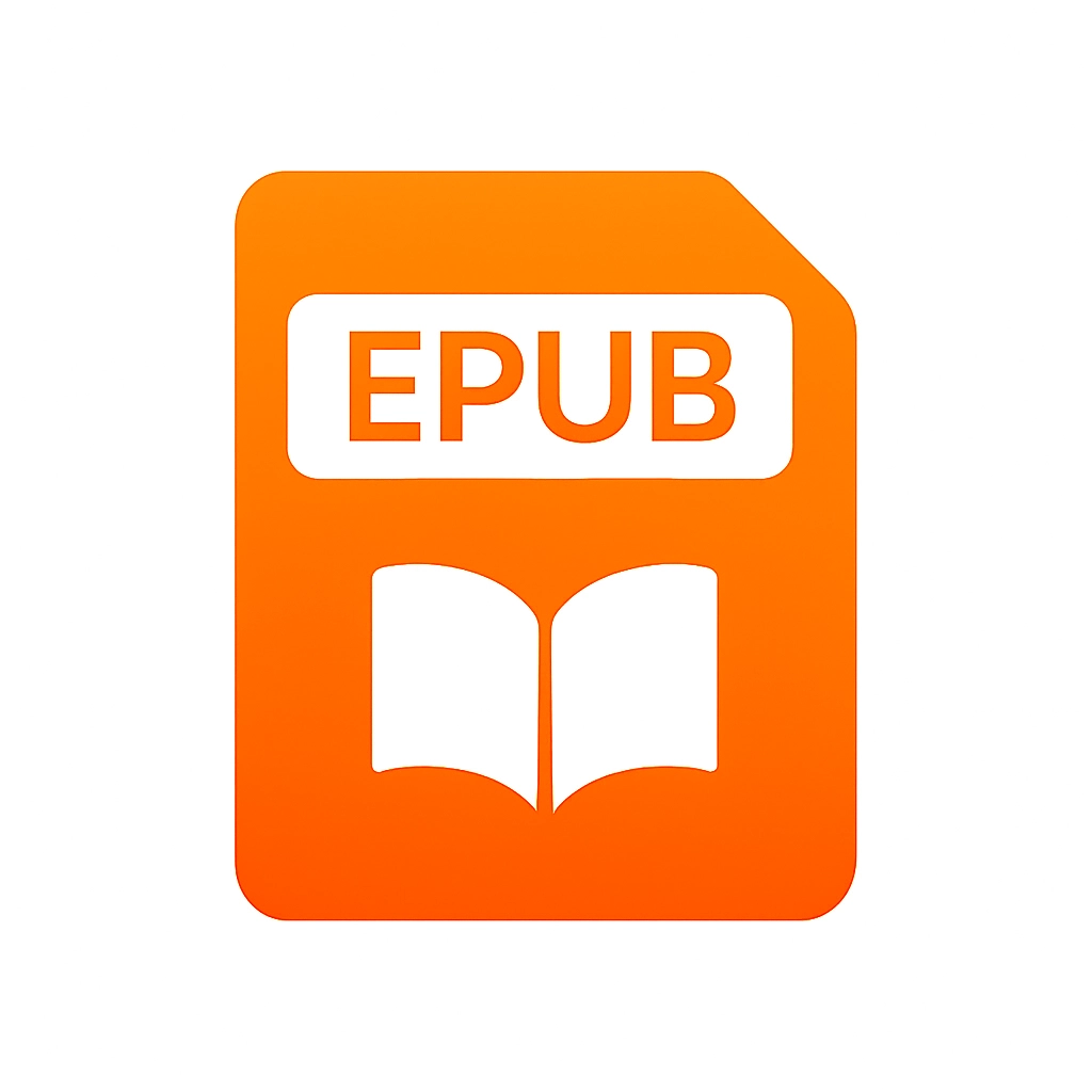 Orange icon representing an EPUB file with the word EPUB and an open book symbol.