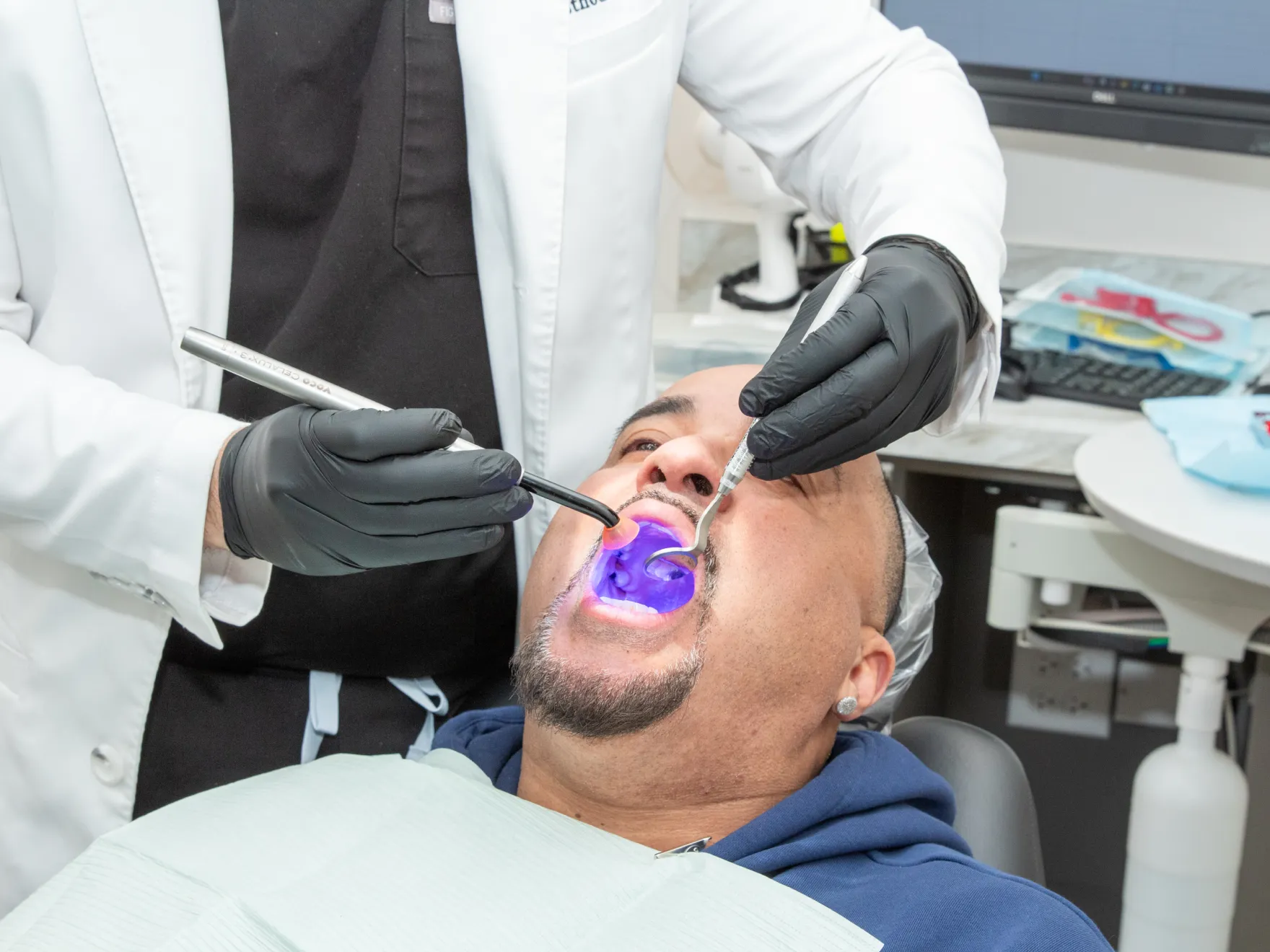 Patient getting a dental checkup