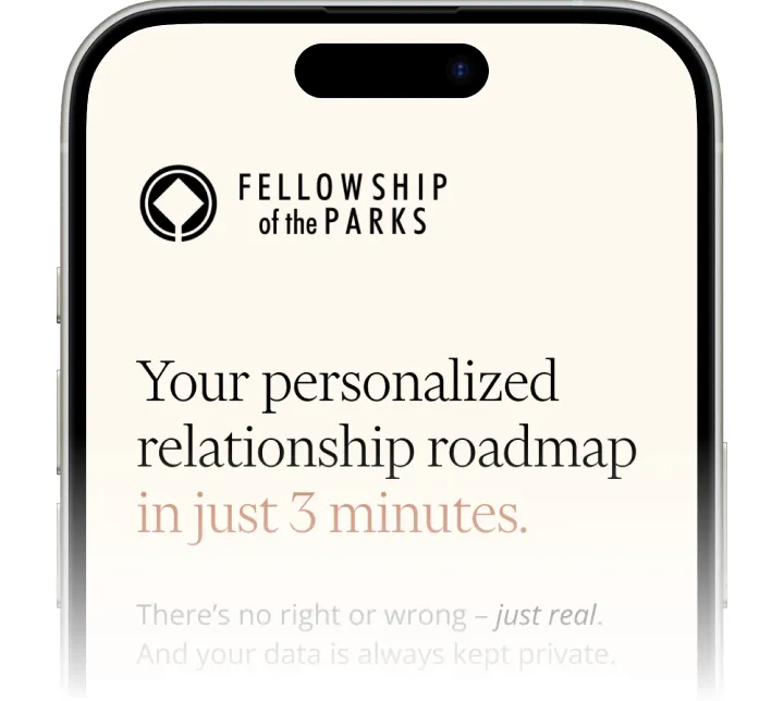 Fellowship of the Parks branded relationship roadmap on a phone screen