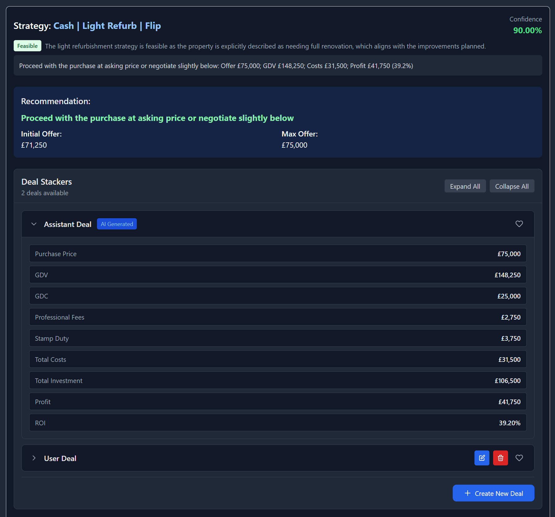 Deal stacker in Insight Analysis