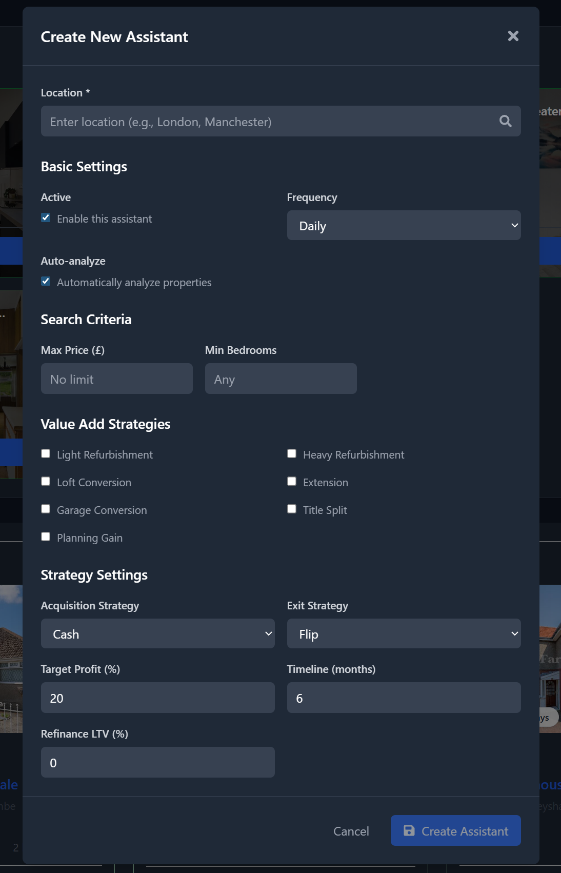 creating a new assistant
