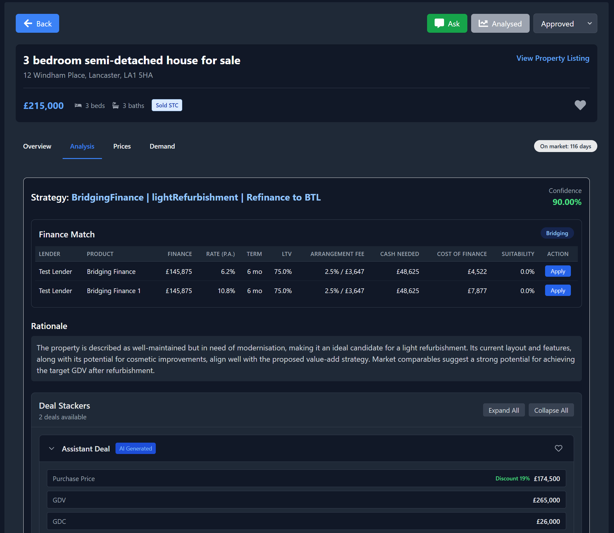 Mortgage matched to deal