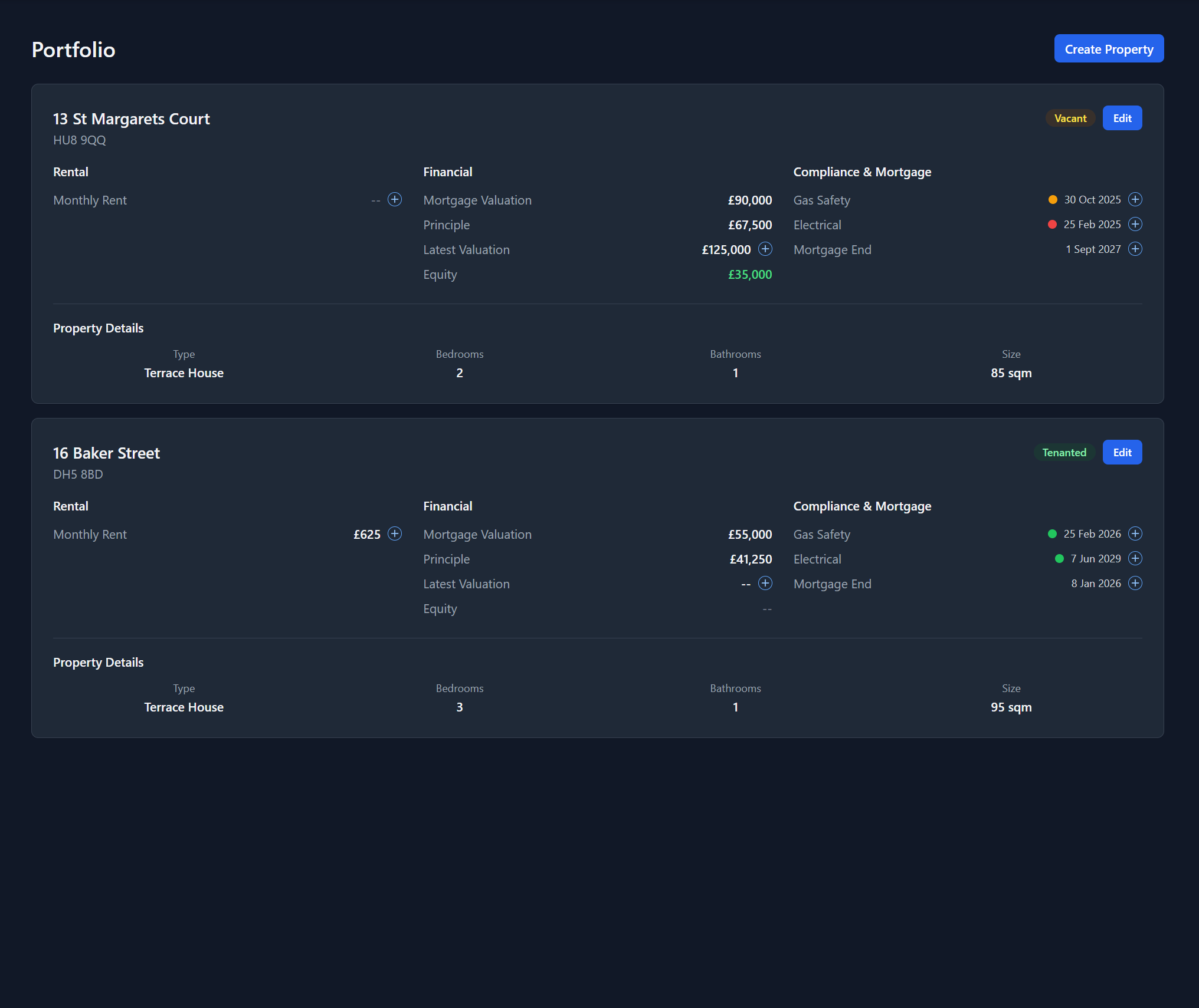 Portfolio manager screen