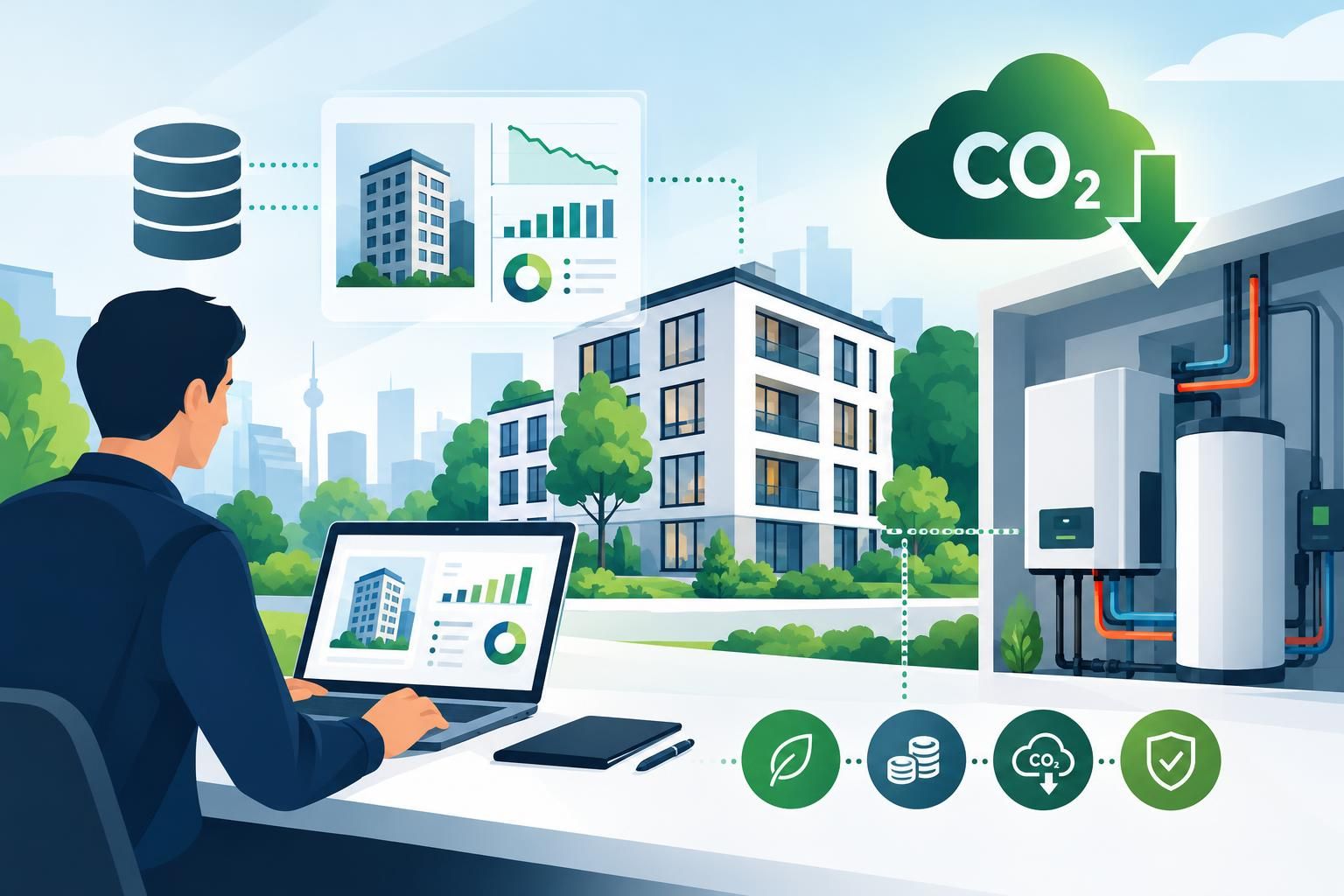 CO₂-Bilanz im Blick: Datenbasierte Heizungsoptimierung senkt Emissionen messbar.