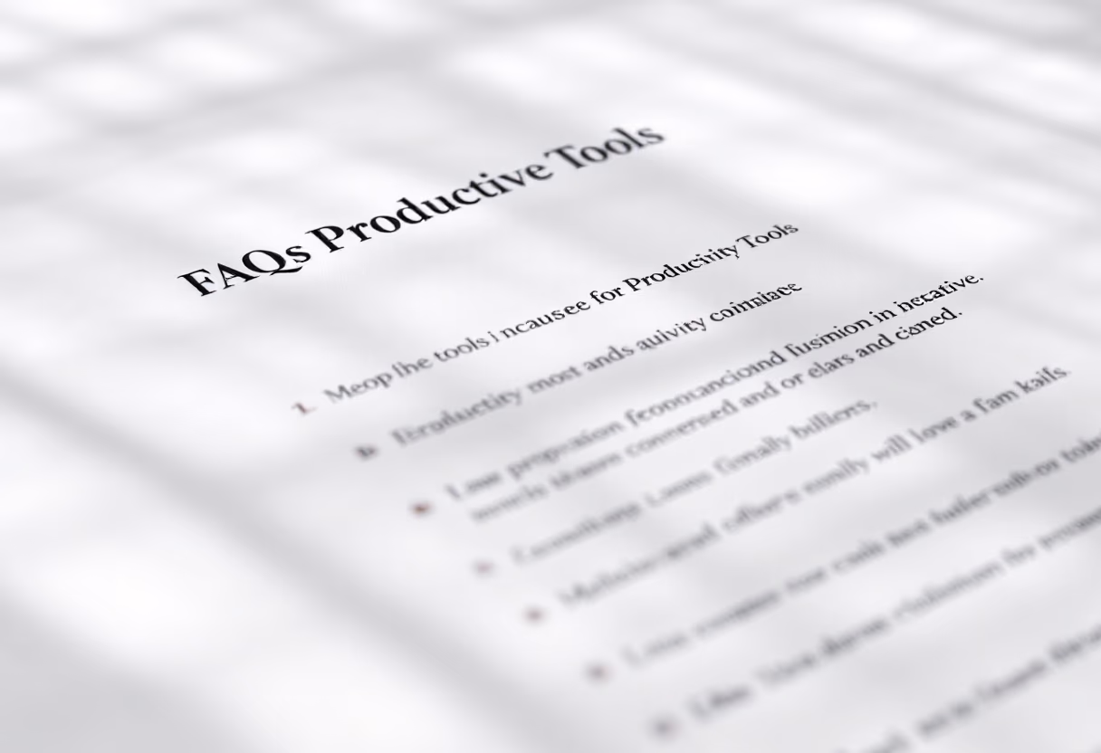 image of a document with faqs (for a productivity tools business)